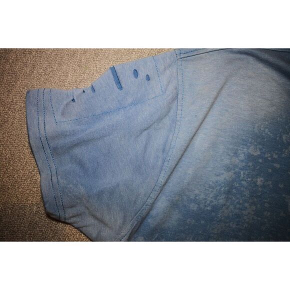 Bleeker & Mercer Premium Bleached and Distressed Light Blue T-Shirt - Size XL - Picture 5 of 7